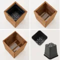 Pflanzkübel Holz – imprägniert wetterfest – mit herausnehmbarem Kunststoffeinsatz – Pflanztopf Blumenkasten für Balkon Garten Terrasse (Horizontal-braun 36x36 H55 cm) - Thumbnail 5