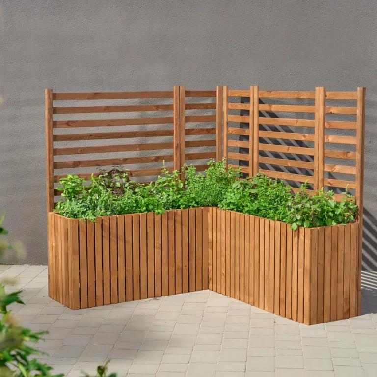 Pflanzkübel Holz – imprägniert wetterfest – mit herausnehmbarem Kunststoffeinsatz – Pflanztopf Blumenkasten für Balkon Garten Terrasse (Vertikal-braun 36x36 H55 cm) – Bild 4