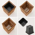 Pflanzkübel Holz – imprägniert wetterfest – mit herausnehmbarem Kunststoffeinsatz – Pflanztopf Blumenkasten für Balkon Garten Terrasse (Vertikal-braun 36x36 H55 cm) - Thumbnail 5