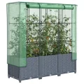 Hochbeet mit Gewächshaus-Aufsatz Blumenbeet Pflanzenbeet Pflanzkasten mit Gewächshaus Gartenbeet Gemüsebeet Kräuterbeet Blumenkasten Frühbeet für Garten Dunkelgrau 80x40x123 cm PP - Thumbnail 10
