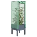 Hochbeet mit Gewächshaus-Aufsatz Gartenbeet Gemüsebeet Kräuterbeet Blumenkasten Frühbeet für Garten Pflanzkasten mit Gewächshaus Blumenbeet Pflanzenbeet Dunkelgrau 120x40x138 cm PP - Thumbnail 10