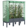 Hochbeet mit Gewächshaus-Aufsatz Frühbeet für Garten Pflanzkasten mit Gewächshaus Kräuterbeet Blumenbeet Pflanzenbeet Blumenkasten Gartenbeet Gemüsebeet Dunkelgrau 120x40x140 cm PP - Thumbnail 1