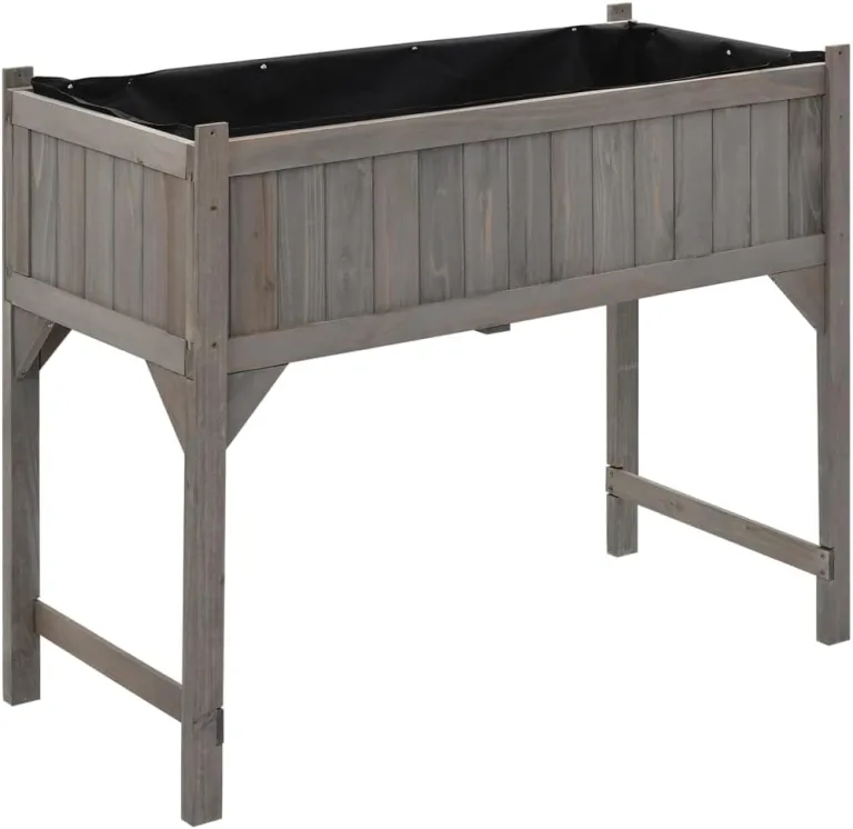 Hochbeet mit Gewächshaus Kräuterbeet Blumenkasten Frühbeet für Garten Hochbeet aus Holz Anzuchtbeet Raised Bed Gemüsebeet Pflanzenbeet Grau 110x54x120 cm Massives Tannenholz – Bild 7