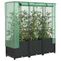 Hochbeet mit Gewächshaus-Aufsatz Gemüsebeet Wetterfest Kräuterbeet Frühbeet für Garten Pflanzkasten mit Gewächshaus Blumenbeet Pflanzenbeet Anzuchtbeet Gartenbeet Schwarz 160x40x138 cm PP - Thumbnail 10