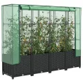 Hochbeet mit Gewächshaus-Aufsatz Gemüsebeet Wetterfest Kräuterbeet Frühbeet für Garten Pflanzkasten mit Gewächshaus Blumenbeet Pflanzenbeet Anzuchtbeet Gartenbeet Schwarz 160x40x138 cm PP - Thumbnail 1