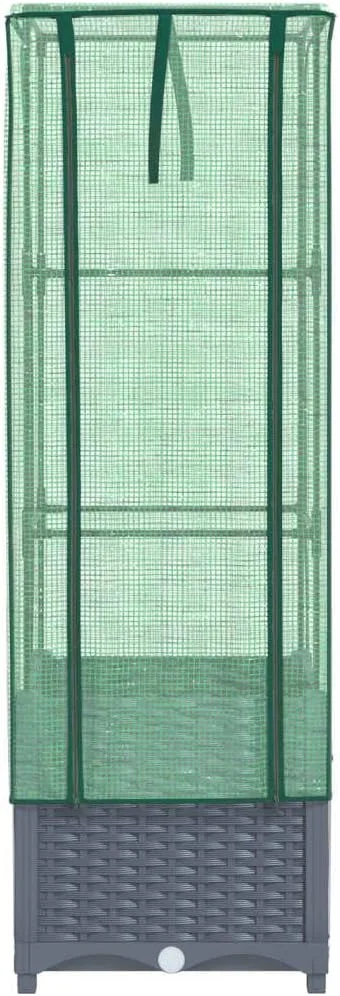 Hochbeet mit Gewächshaus-Aufsatz Gartenbeet Gemüsebeet Kräuterbeet Pflanzkasten mit Gewächshaus Blumenkasten Frühbeet für Garten Blumenbeet Pflanzenbeet Dunkelgrau 40x40x139 cm PP – Bild 5