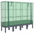 Hochbeet mit Gewächshaus-Aufsatz Pflanzkasten mit Gewächshaus Kräuterbeet Blumenbeet Frühbeet für Garten Pflanzenbeet Blumenkasten Gartenbeet Gemüsebeet Dunkelgrau 160x40x140 cm PP - Thumbnail 2