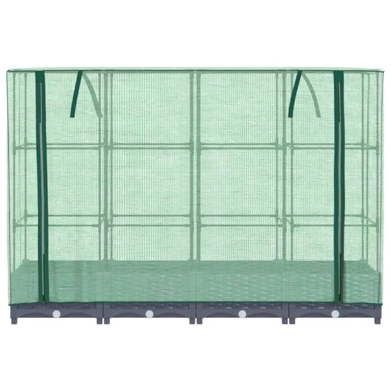 Hochbeet mit Gewächshaus-Aufsatz Pflanzkasten mit Gewächshaus Gartenbeet Gemüsebeet Kräuterbeet Blumenkasten Frühbeet für Garten Blumenbeet Pflanzenbeet Dunkelgrau 160x40x123 cm PP – Bild 4