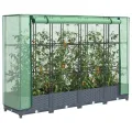 Hochbeet mit Gewächshaus-Aufsatz Pflanzkasten mit Gewächshaus Gartenbeet Gemüsebeet Kräuterbeet Blumenkasten Frühbeet für Garten Blumenbeet Pflanzenbeet Dunkelgrau 160x40x123 cm PP - Thumbnail 1