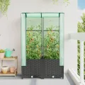 Hochbeet mit Gewächshaus-Aufsatz Gartenbeet Gemüsebeet Wetterfest Pflanzkasten mit Gewächshaus Kräuterbeet Frühbeet für Garten Blumenbeet Pflanzenbeet Anzuchtbeet Schwarz 80x40x138 cm PP - Thumbnail 3