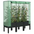 Hochbeet mit Gewächshaus-Aufsatz Gartenbeet Gemüsebeet Wetterfest Pflanzkasten mit Gewächshaus Kräuterbeet Frühbeet für Garten Blumenbeet Pflanzenbeet Anzuchtbeet Schwarz 80x40x138 cm PP - Thumbnail 9