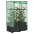 Hochbeet mit Gewächshaus-Aufsatz Gartenbeet Gemüsebeet Wetterfest Pflanzkasten mit Gewächshaus Kräuterbeet Frühbeet für Garten Blumenbeet Pflanzenbeet Anzuchtbeet Schwarz 80x40x138 cm PP - Thumbnail 1