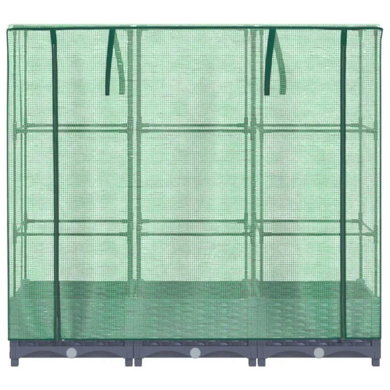 Hochbeet mit Gewächshaus-Aufsatz Pflanzenbeet Pflanzkasten mit Gewächshaus Gartenbeet Gemüsebeet Kräuterbeet Blumenkasten Frühbeet für Garten Blumenbeet Dunkelgrau 120x40x123 cm PP – Bild 4