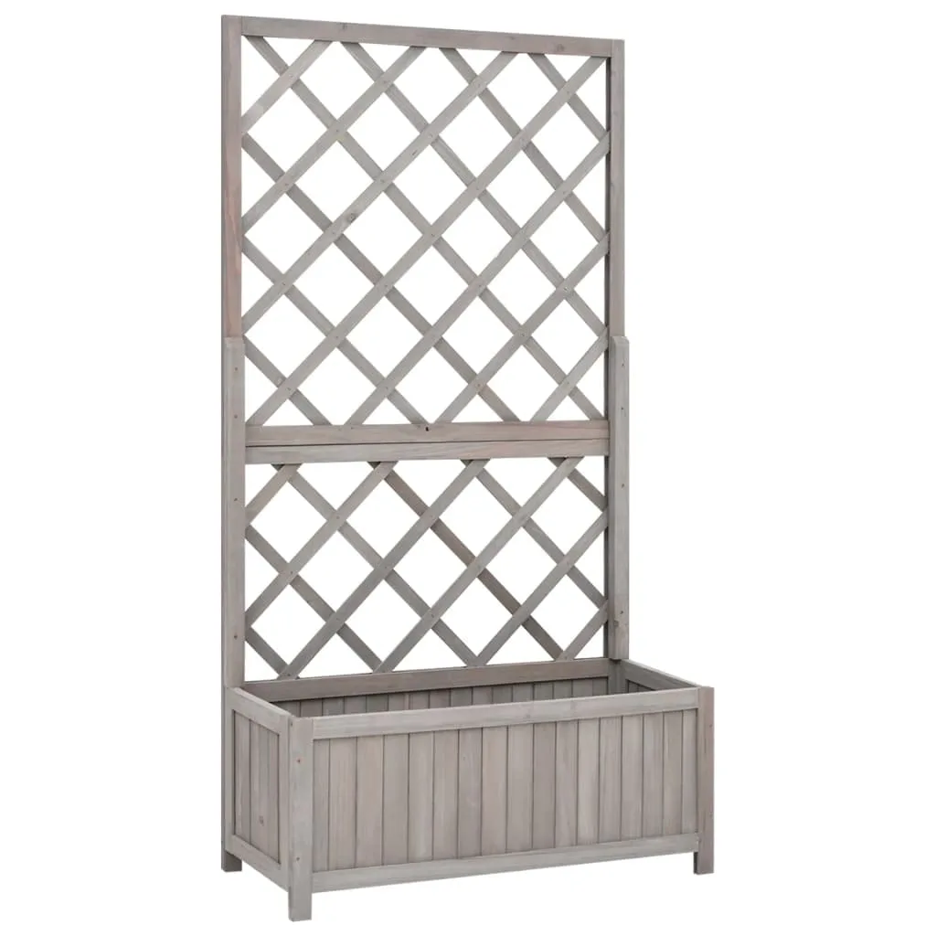 Garten-Spalier mit Blumenkasten Kräuterbeet Frühbeet für Garten Pflanzgefäß für Draußen Pflanztopf Blumenbeet Pflanzenbeet Gartenbeet Grau 70x30x135 cm Massives Tannenholz - Bild 1