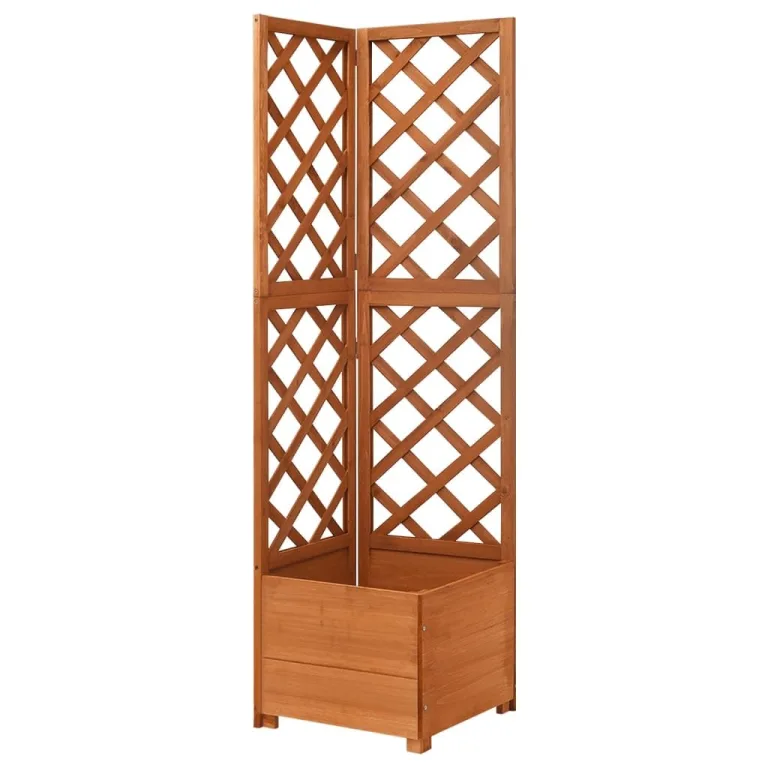Garten-Spalier mit Blumenkasten Kräuterbeet Frühbeet für Garten Pflanzgefäß für Draußen Pflanztopf Blumenbeet Pflanzenbeet Gartenbeet Grau 70x30x135 cm Massives Tannenholz – Bild 8
