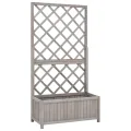 Garten-Spalier mit Blumenkasten Kräuterbeet Frühbeet für Garten Pflanzgefäß für Draußen Pflanztopf Blumenbeet Pflanzenbeet Gartenbeet Grau 70x30x135 cm Massives Tannenholz - Thumbnail 1