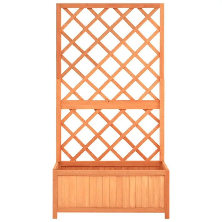 Garten-Spalier mit Blumenkasten Pflanzgefäß für Draußen Gartenbeet Kräuterbeet Frühbeet für Garten Pflanztopf Blumenbeet Pflanzenbeet Braun 70x30x135 cm Massives Tannenholz – Bild 2