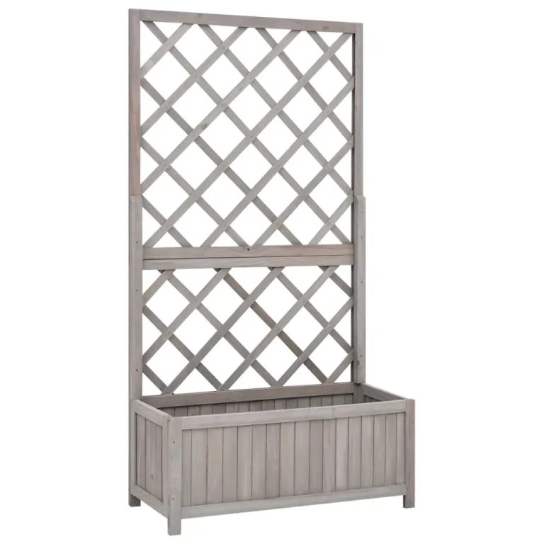 Garten-Spalier mit Blumenkasten Pflanzgefäß für Draußen Gartenbeet Kräuterbeet Frühbeet für Garten Pflanztopf Blumenbeet Pflanzenbeet Braun 70x30x135 cm Massives Tannenholz – Bild 9