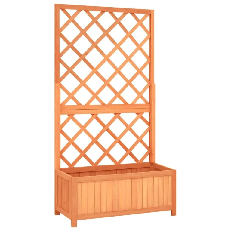 Garten-Spalier mit Blumenkasten Pflanzgefäß für Draußen Gartenbeet Kräuterbeet Frühbeet für Garten Pflanztopf Blumenbeet Pflanzenbeet Braun 70x30x135 cm Massives Tannenholz – Bild 1