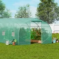 VEVOR begehbares Tunnel-Gewächshaus, 900x300x200cm Treibhaus, Spitzdach-Tomatenhaus mit verzinktem Stahlrahmen, grüner PE-Abdeckung, aufrollbarer Reißverschlusstür und 12 Fenstern für den Außenbereich - Thumbnail 8