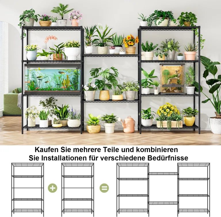 KZOBYD Lagereinheit mit 5 höhenverstellbaren Regalböden, 500 kg belastbar, Standregal aus Metall, 5 Ablage Schwerlastregal, Metallregal Küchenregal Garagenregal Lagerregal (Schwarz, 115 x 45 x 180 cm) – Bild 5