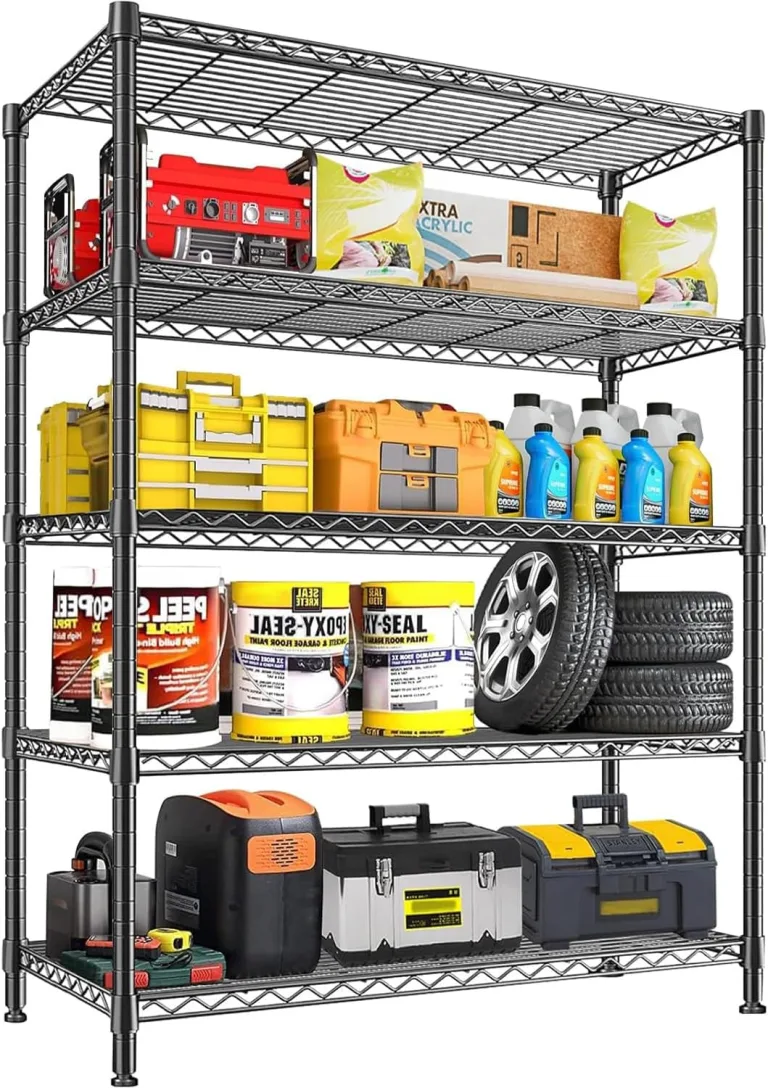 KZOBYD Lagereinheit mit 5 höhenverstellbaren Regalböden, 500 kg belastbar, Standregal aus Metall, 5 Ablage Schwerlastregal, Metallregal Küchenregal Garagenregal Lagerregal (Schwarz, 115 x 45 x 180 cm) – Bild 1