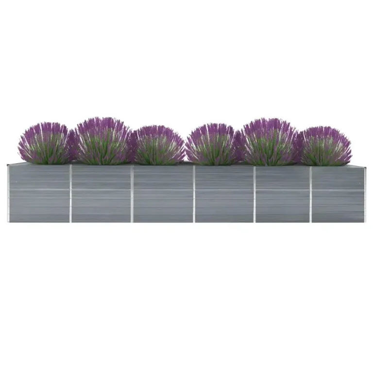 Myheimly Garten-Hochbeet Verzinkter Stahl Gartenbeet Pflanzbeet Frühbeet 480x80x77 cm Grau – Bild 2
