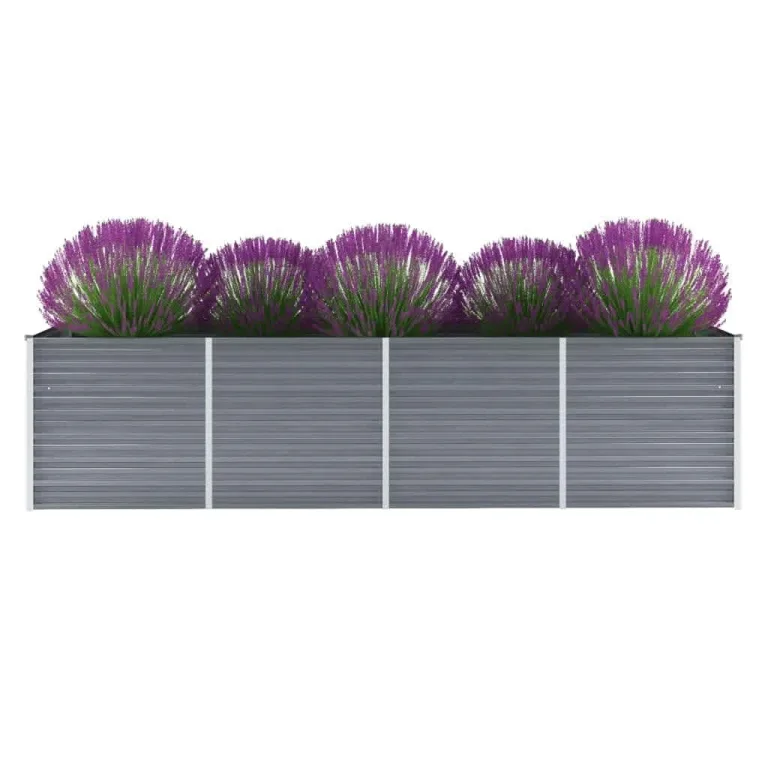 Myheimly Garten-Hochbeet Verzinkter Stahl Gartenbeet Pflanzbeet Frühbeet 320x80x77 cm Grau – Bild 1
