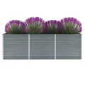 Myheimly Garten-Hochbeet Verzinkter Stahl Gartenbeet Pflanzbeet Frühbeet 320x80x77 cm Grau - Thumbnail 9