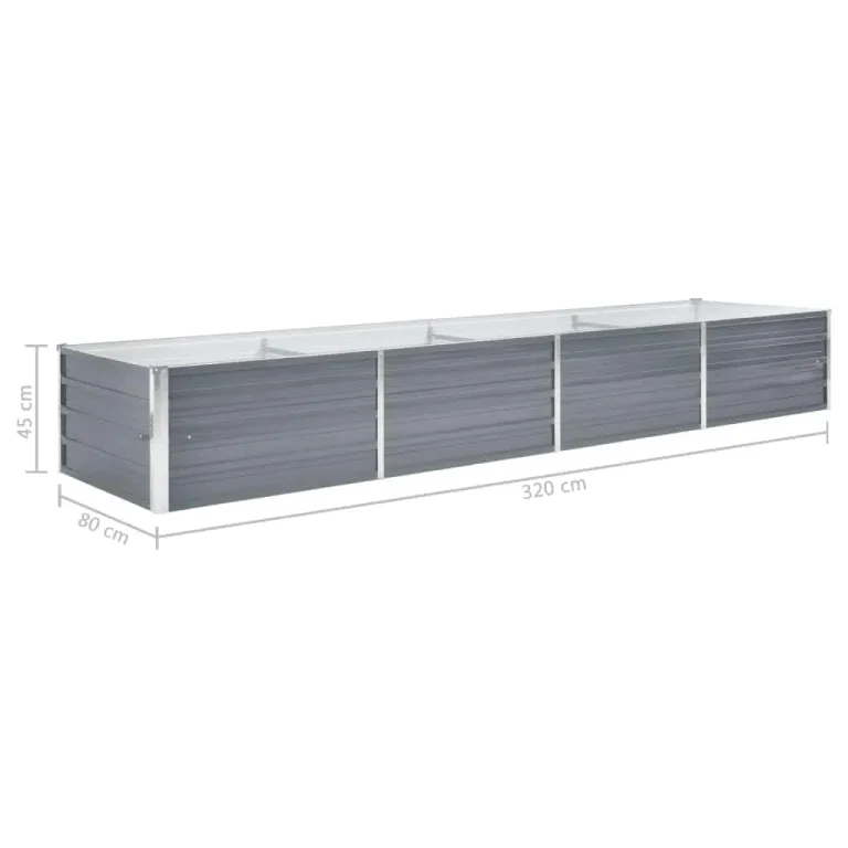 Myheimly Garten-Hochbeet Verzinkter Stahl Gartenbeet Pflanzbeet Frühbeet 320x80x45 cm Grau – Bild 7