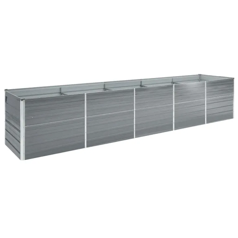 Myheimly Garten-Hochbeet Verzinkter Stahl Gartenbeet Pflanzbeet Frühbeet 320x80x45 cm Grau – Bild 8