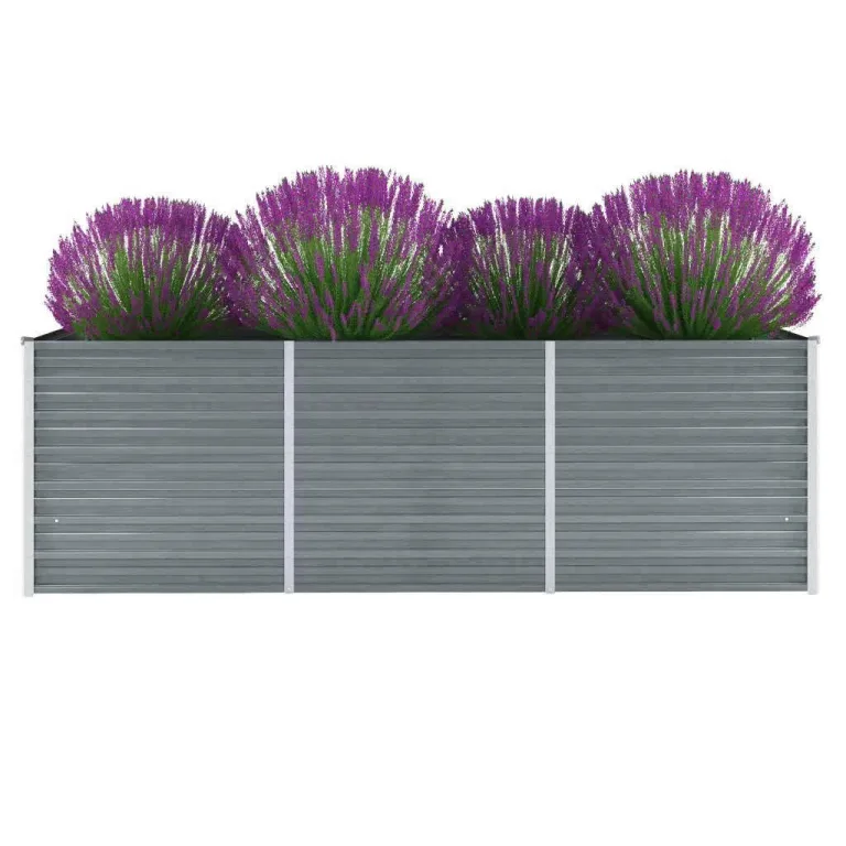 Myheimly Garten-Hochbeet Verzinkter Stahl Gartenbeet Pflanzbeet Frühbeet 320x80x45 cm Grau – Bild 9