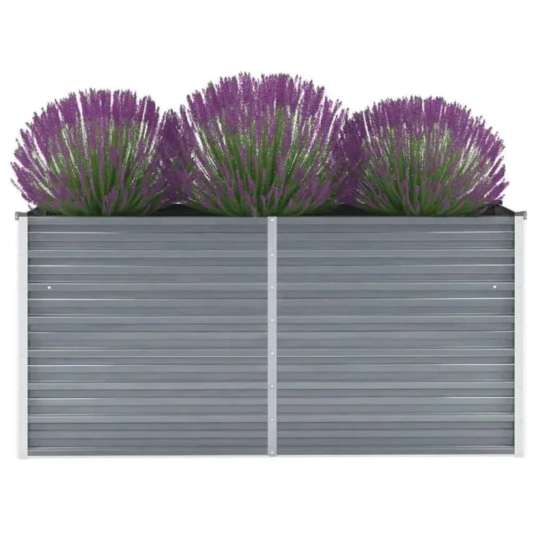 Myheimly Garten-Hochbeet Verzinkter Stahl Gartenbeet Pflanzbeet Frühbeet 320x80x45 cm Grau – Bild 10