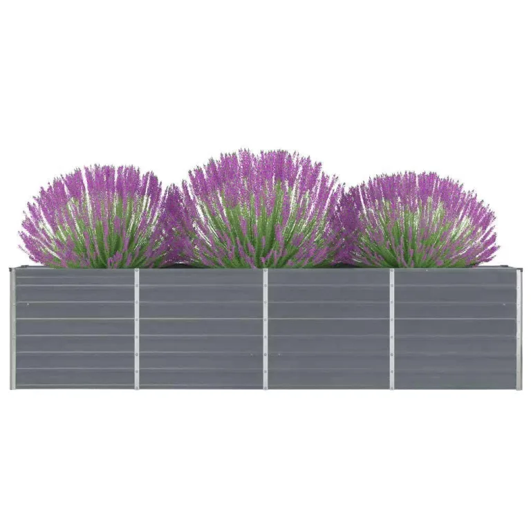 Myheimly Hochbeet 320 x 40 x 77 cm Verzinkter Stahl Gartenbeet Pflanzbeet Frühbeet Grau – Bild 2