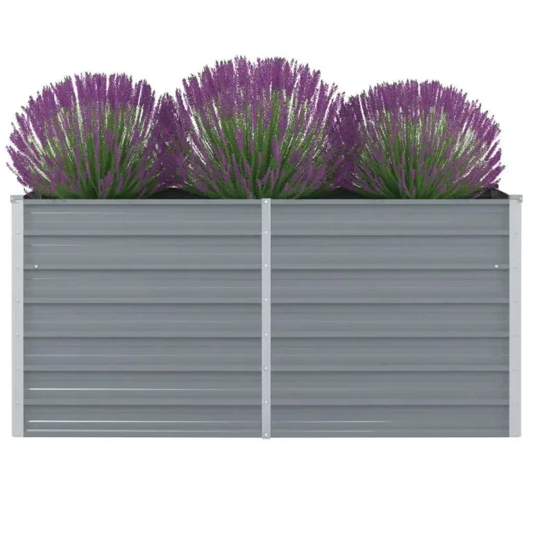 Myheimly Garten-Hochbeet Verzinkter Stahl Gartenbeet Pflanzbeet Frühbeet 240x80x77 cm Grau – Bild 10