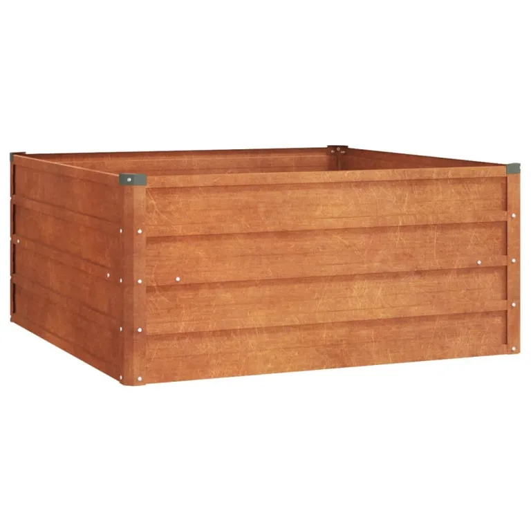 Myheimly Hochbeet, Hochbeet für Garten Balkon Terrasse, Kräuterhochbeet zum Selber Bauen, Gemüsebeet Pflanzkübel aus Metall, Grau Cortenstahl 100 x 100 x 45 cm – Bild 2
