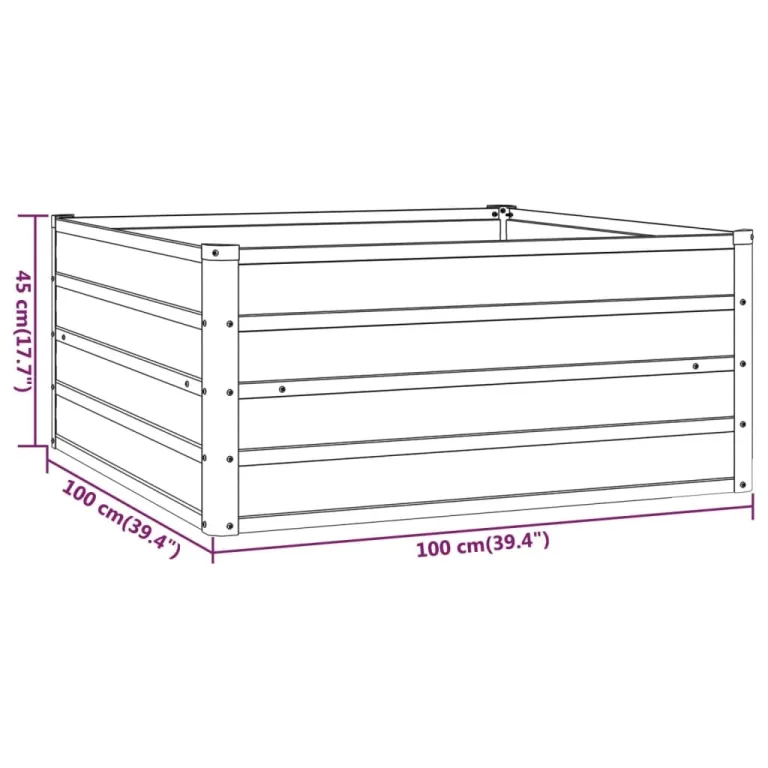 Myheimly Hochbeet, Hochbeet für Garten Balkon Terrasse, Kräuterhochbeet zum Selber Bauen, Gemüsebeet Pflanzkübel aus Metall, Grau Cortenstahl 100 x 100 x 45 cm – Bild 7