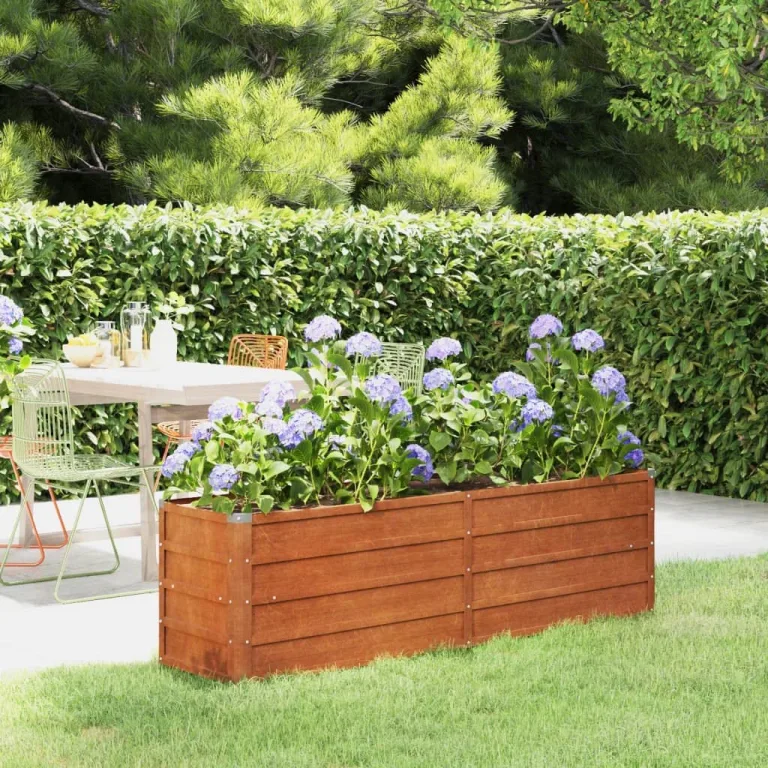 Myheimly Hochbeet, Hochbeet für Garten Balkon Terrasse, Kräuterhochbeet zum Selber Bauen, Gemüsebeet Pflanzkübel aus Metall, Grau Cortenstahl 160 x 40 x 45 cm – Bild 1