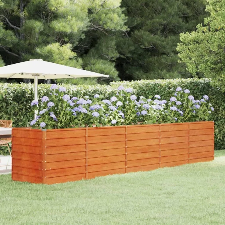 Myheimly Hochbeet, Hochbeet für Garten Balkon Terrasse, Kräuterhochbeet zum Selber Bauen, Gemüsebeet Pflanzkübel aus Metall, Grau Cortenstahl 320 x 80 x 45 cm – Bild 9