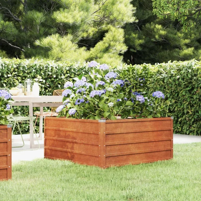Myheimly Hochbeet, Hochbeet für Garten Balkon Terrasse, Kräuterhochbeet zum Selber Bauen, Gemüsebeet Pflanzkübel aus Metall, Grau Cortenstahl 320 x 80 x 45 cm – Bild 10