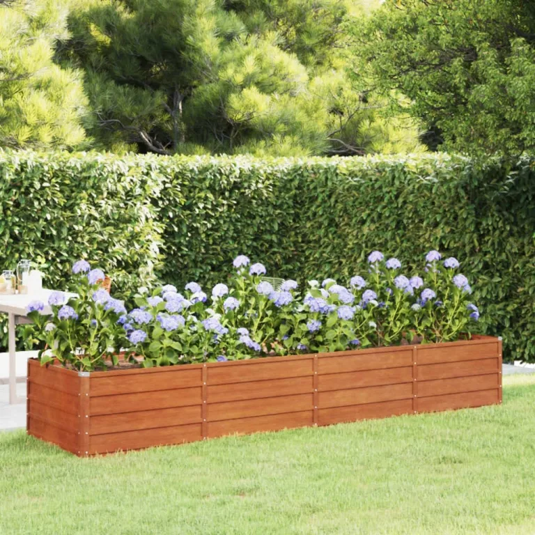 Myheimly Hochbeet, Hochbeet für Garten Balkon Terrasse, Kräuterhochbeet zum Selber Bauen, Gemüsebeet Pflanzkübel aus Metall, Grau Cortenstahl 320 x 80 x 45 cm – Bild 1