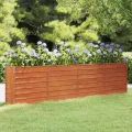 Hochbeet, Hochbeet für Garten Balkon Terrasse, Kräuterhochbeet zum Selber Bauen, Gemüsebeet Pflanzkübel aus Metall, Grau Cortenstahl 320 x 40 x 77 cm - Thumbnail 2