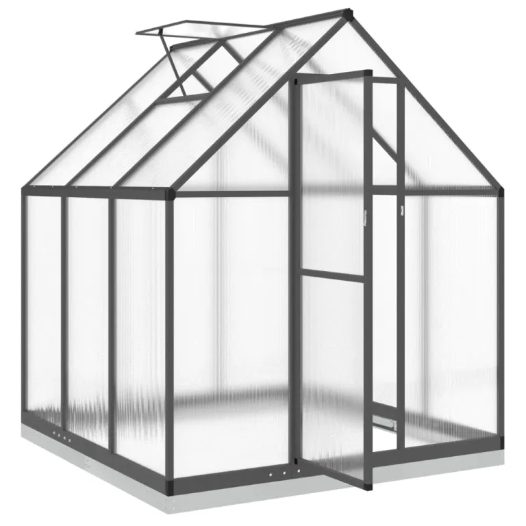 IKAYAA Gewächshaus mit Fundamentrahmen Gewächshaus Aluminium für den Garten Treibhaus Gartenhaus Winterfest Aufzucht Tomatenhaus Frühbeet und Pflanzenhaus-Anthrazit-169 x 169 x 202 cm – Bild 6