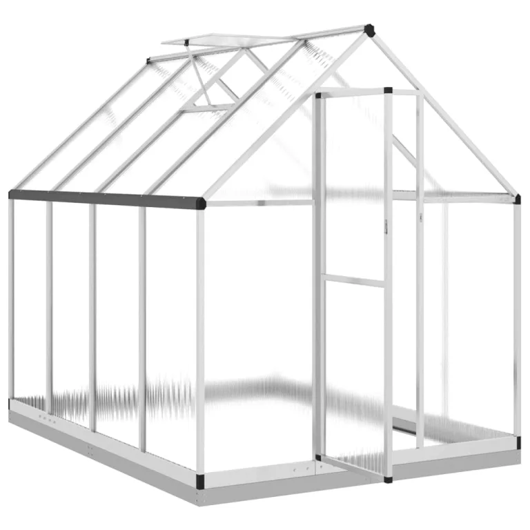 IKAYAA Gewächshaus mit Fundamentrahmen Gewächshaus Aluminium für den Garten Treibhaus Gartenhaus Winterfest Aufzucht Tomatenhaus Frühbeet und Pflanzenhaus-Silber-224 x 169 x 202 cm – Bild 6