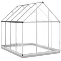 IKAYAA Gewächshaus mit Fundamentrahmen Gewächshaus Aluminium für den Garten Treibhaus Gartenhaus Winterfest Aufzucht Tomatenhaus Frühbeet und Pflanzenhaus-Silber-224 x 169 x 202 cm - Thumbnail 5