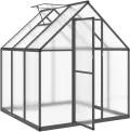 IKAYAA Gewächshaus mit Fundamentrahmen Gewächshaus Aluminium für den Garten Treibhaus Gartenhaus Winterfest Aufzucht Tomatenhaus Frühbeet und Pflanzenhaus-Anthrazit-169 x 169 x 195 cm - Thumbnail 7