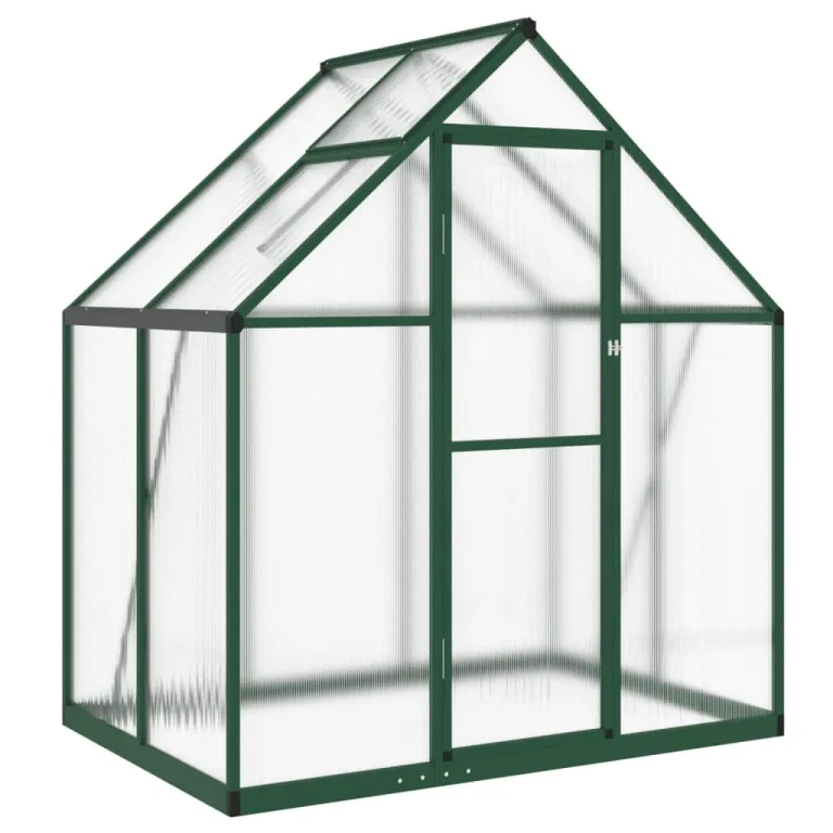 IKAYAA Gewächshaus mit Fundamentrahmen Gewächshaus Aluminium für den Garten Treibhaus Gartenhaus Winterfest Aufzucht Tomatenhaus Frühbeet und Pflanzenhaus-Grün-169 x 114 x 195 cm – Bild 2
