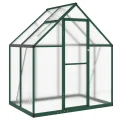 IKAYAA Gewächshaus mit Fundamentrahmen Gewächshaus Aluminium für den Garten Treibhaus Gartenhaus Winterfest Aufzucht Tomatenhaus Frühbeet und Pflanzenhaus-Grün-169 x 114 x 195 cm - Thumbnail 2