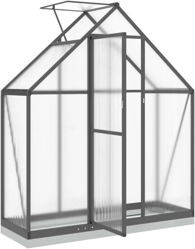 IKAYAA Gewächshaus mit Fundamentrahmen Gewächshaus Aluminium für den Garten Treibhaus Gartenhaus Winterfest Aufzucht Tomatenhaus Frühbeet und Pflanzenhaus-Anthrazit-169 x 58 x 202 cm – Bild 7