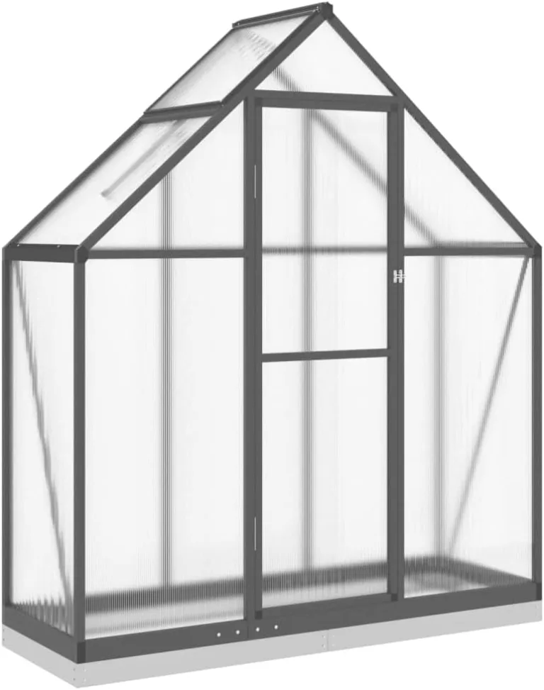 IKAYAA Gewächshaus mit Fundamentrahmen Gewächshaus Aluminium für den Garten Treibhaus Gartenhaus Winterfest Aufzucht Tomatenhaus Frühbeet und Pflanzenhaus-Anthrazit-169 x 58 x 202 cm – Bild 3